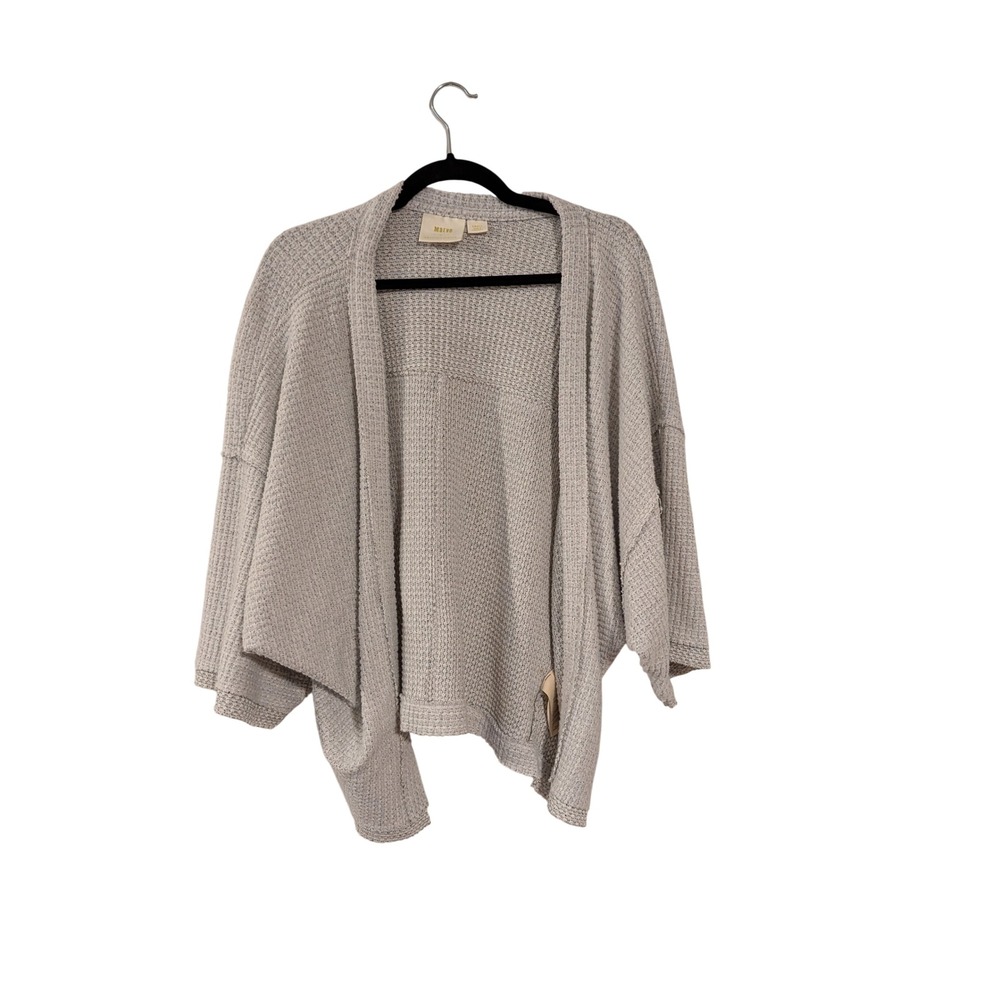 Maeve Cardigan Womens Small Grey Waffle Knit Batwing Open Front Anthropologie
